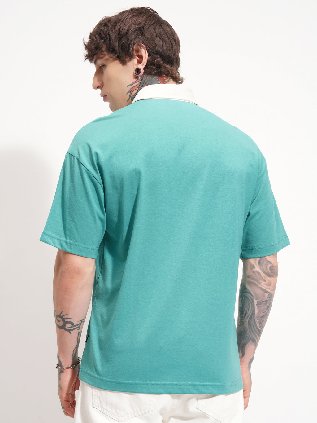 Highlander Men Green Solid Polo Collar T-Shirt - Green - Image 3