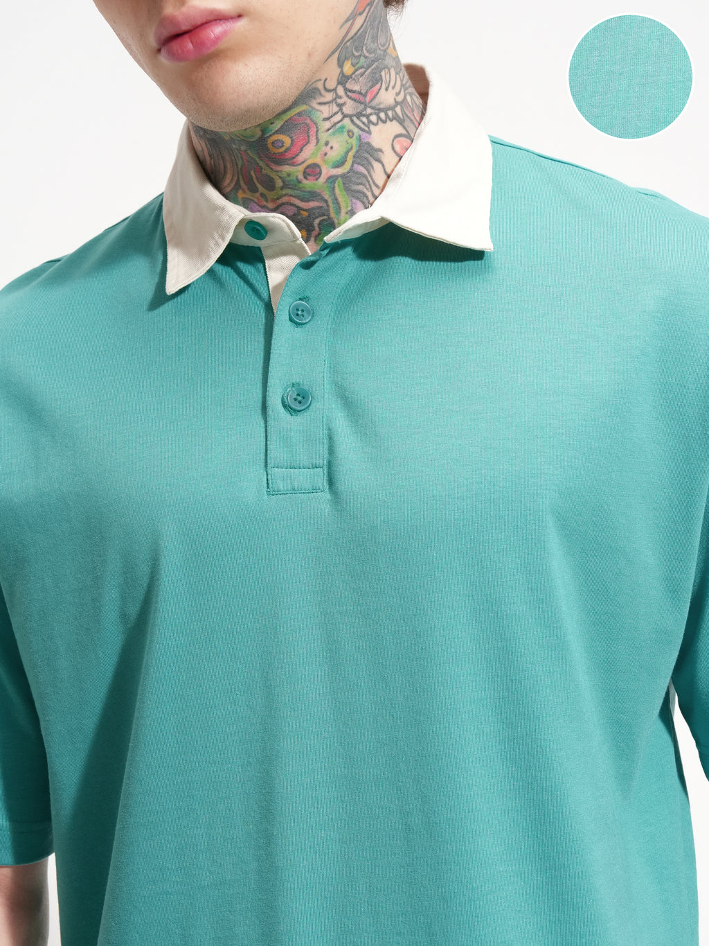 Highlander Men Green Solid Polo Collar T-Shirt - Green - Image 5