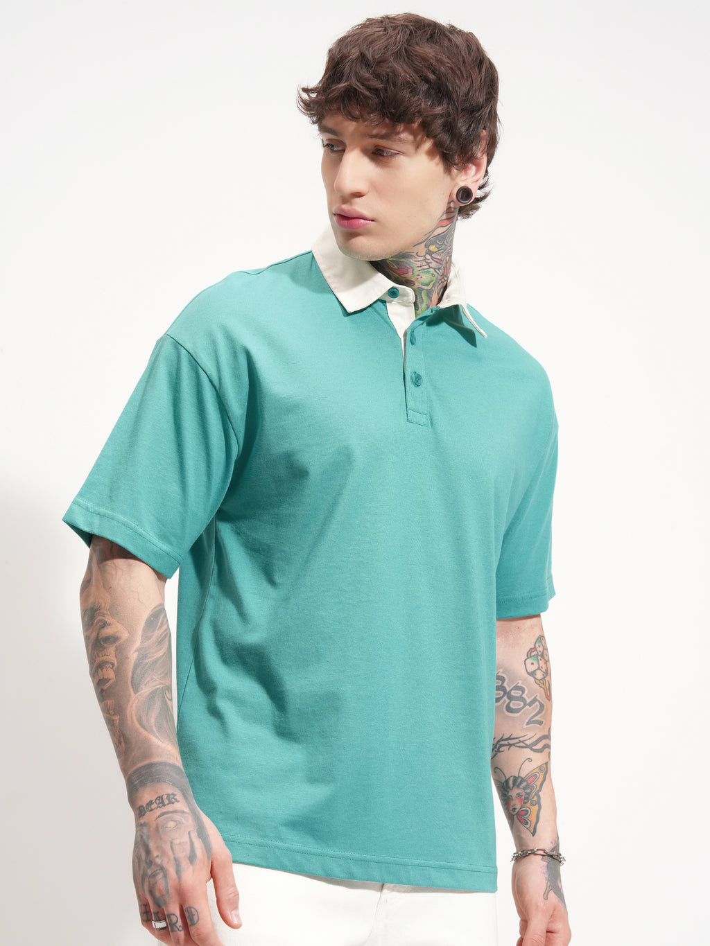 Highlander Men Green Solid Polo Collar T-Shirt - Green - Image 6
