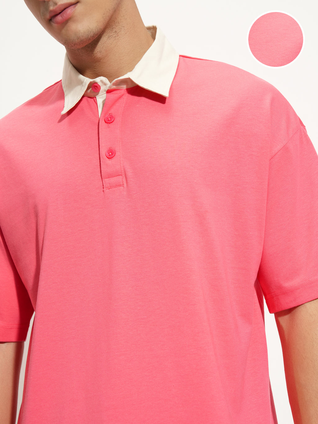 Highlander Men Rose Solid Polo Collar T-Shirt - Rose - Image 5
