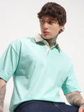 Highlander Men Blue Solid Polo Collar T-Shirt - Blue - Image 1
