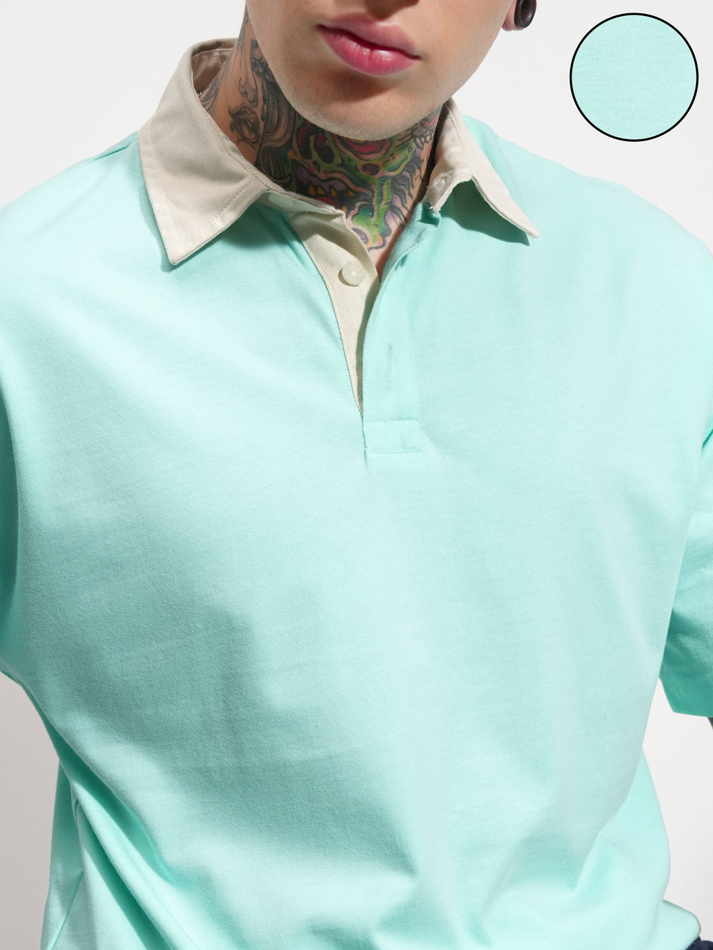 Highlander Men Blue Solid Polo Collar T-Shirt - Blue - Image 5