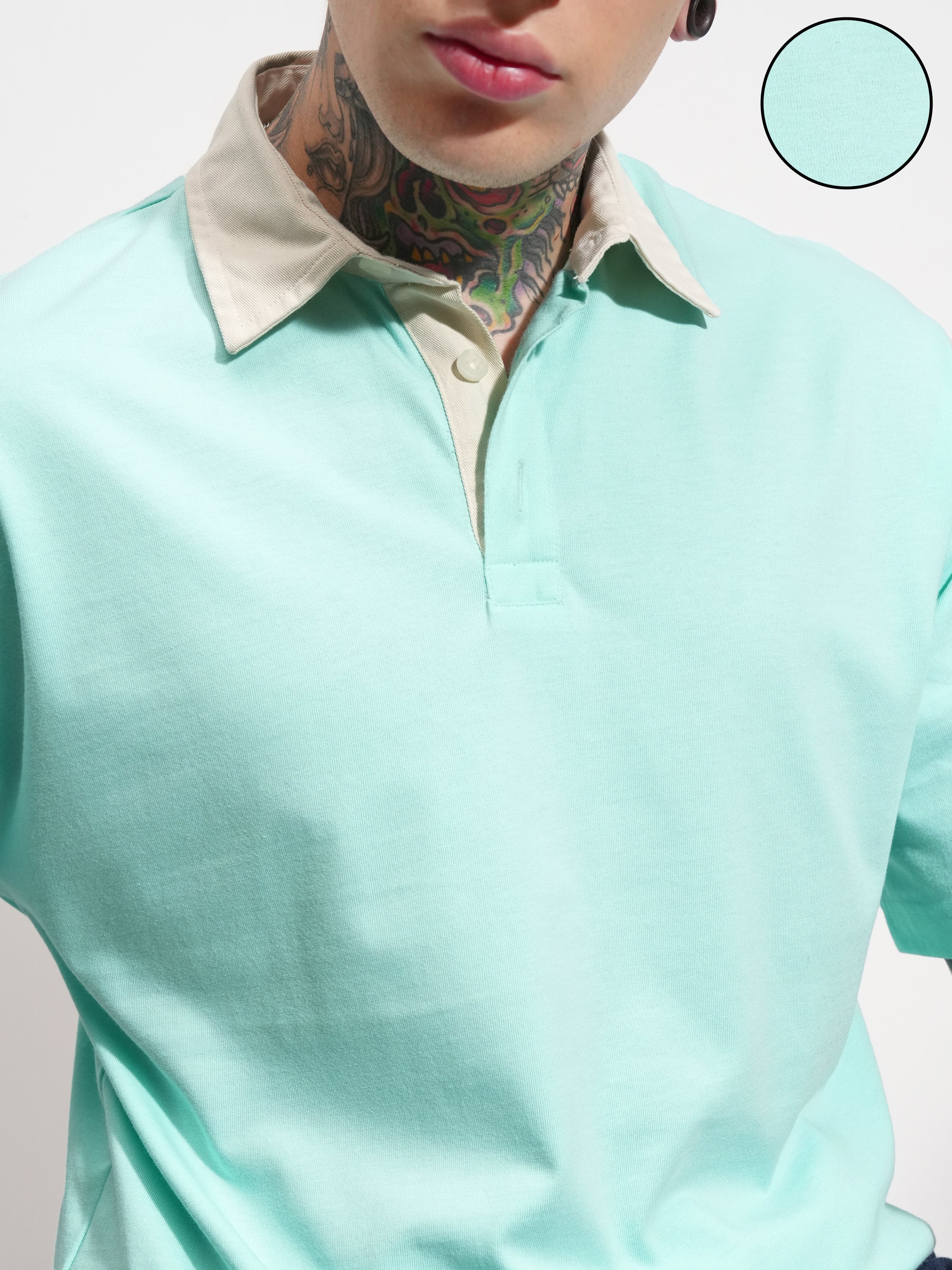 Highlander Men Blue Solid Polo Collar T-Shirt - Blue - Image 5