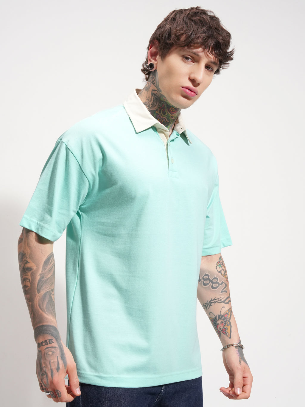 Highlander Men Blue Solid Polo Collar T-Shirt - Blue - Image 6