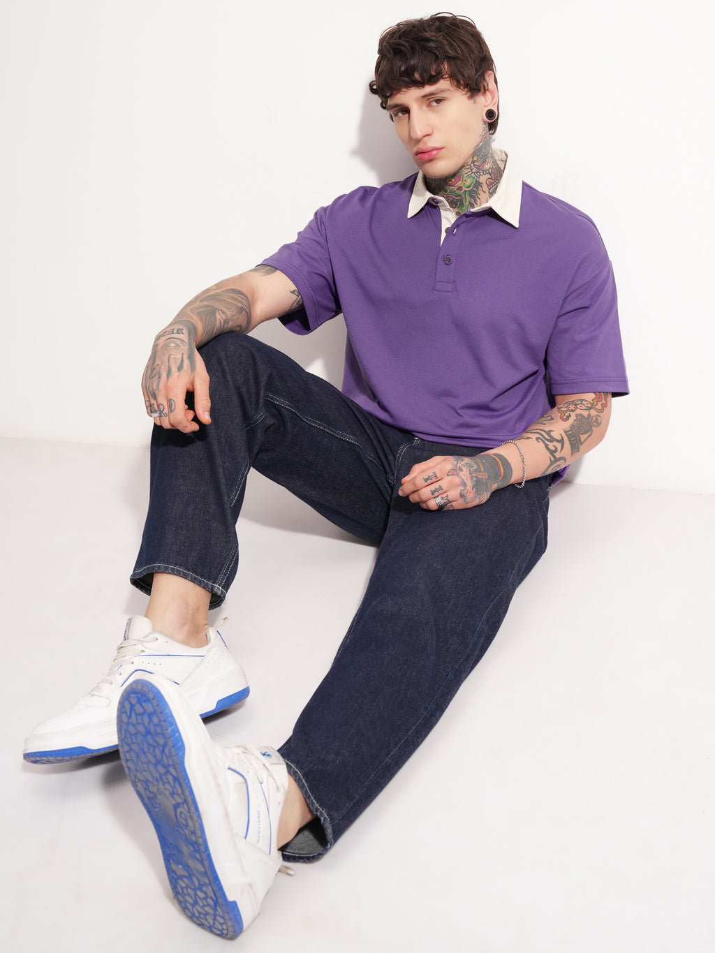 Highlander Men Purple Solid Polo Collar T-Shirt - Purple - Image 2