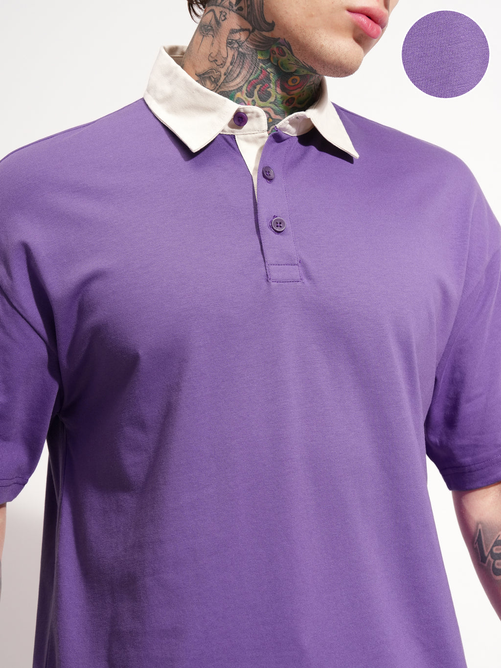 Highlander Men Purple Solid Polo Collar T-Shirt - Purple - Image 5