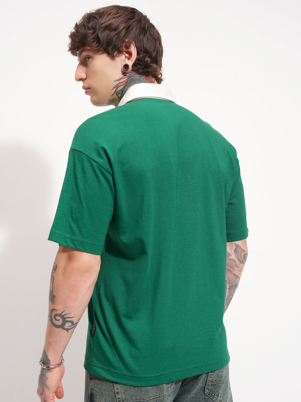 Highlander Men Green Solid Polo Collar T-Shirt - Green - Image 3