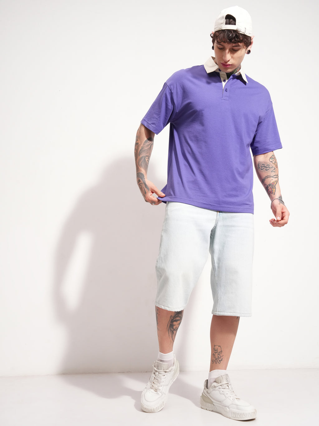 Highlander Men Purple Solid Polo Collar T-Shirt - Purple - Image 2