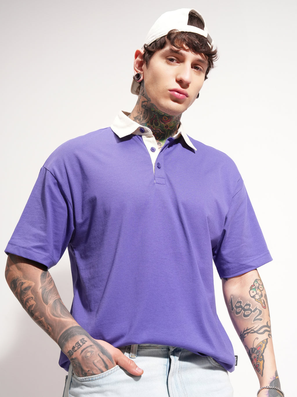Highlander Men Purple Solid Polo Collar T-Shirt - Purple - Image 6