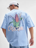 Highlander Men Blue Printed Round Neck Oversized Fit T-Shirt - Blue - Image 1