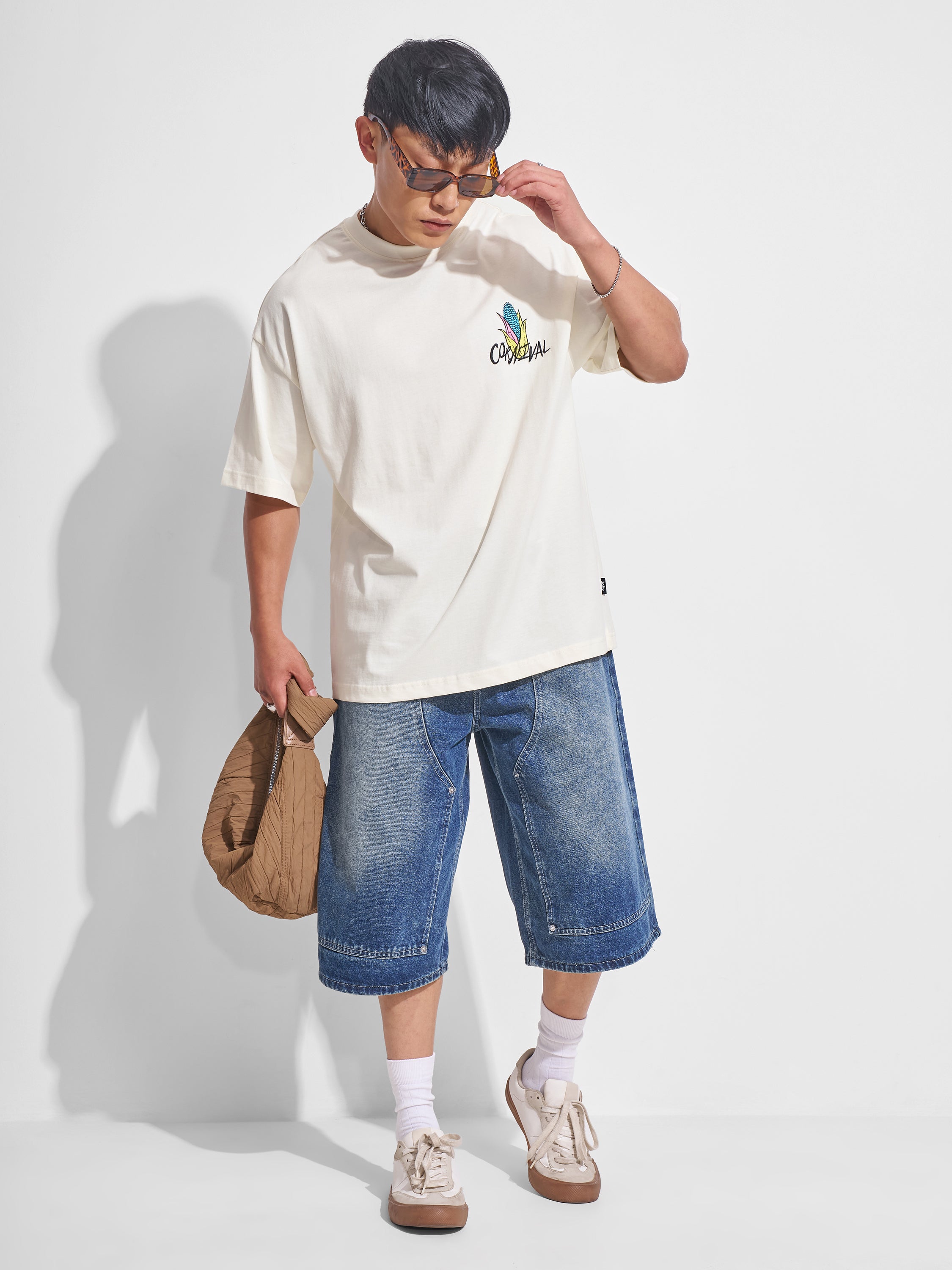 Highlander Men Off White Printed Round Neck Oversized Fit T-Shirt - Off White - Image 2