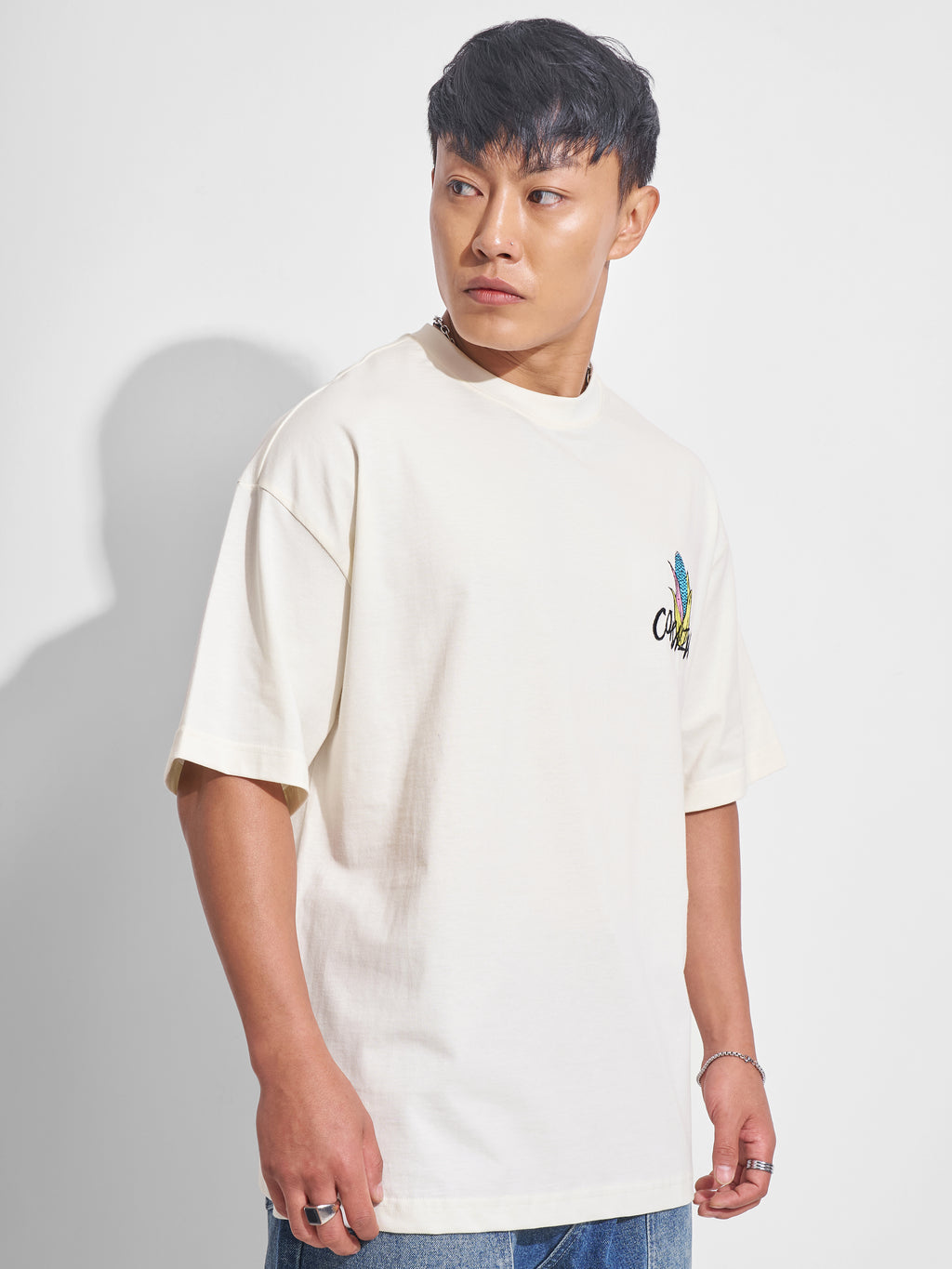 Highlander Men Off White Printed Round Neck Oversized Fit T-Shirt - Off White - Image 6