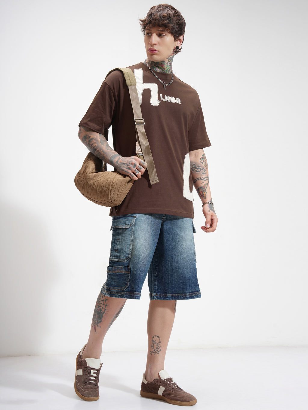 Highlander Men Brown Printed Round Neck Oversized Fit T-Shirt - Brown - Image 2