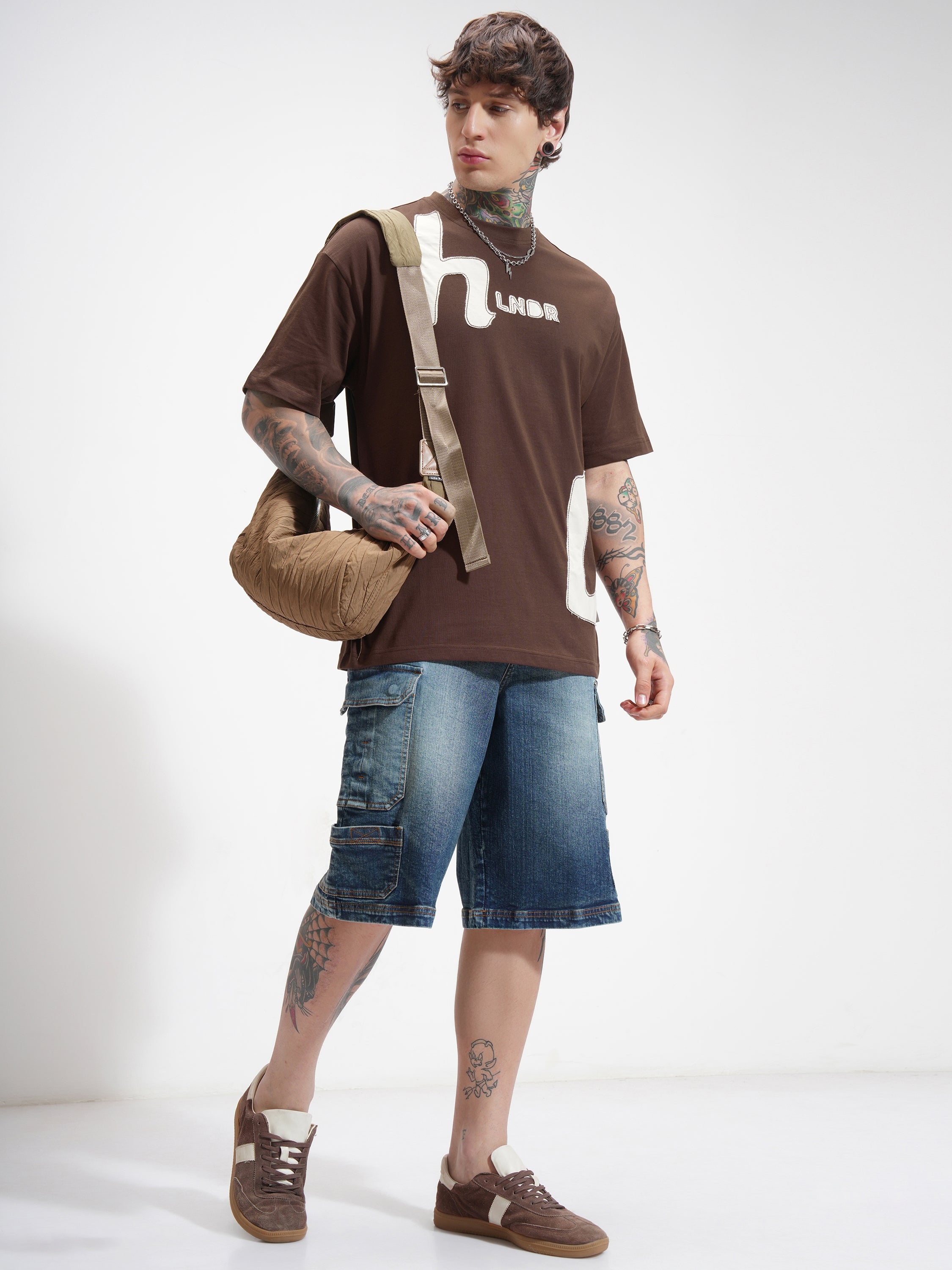 Highlander Men Brown Printed Round Neck Oversized Fit T-Shirt - Brown - Image 2