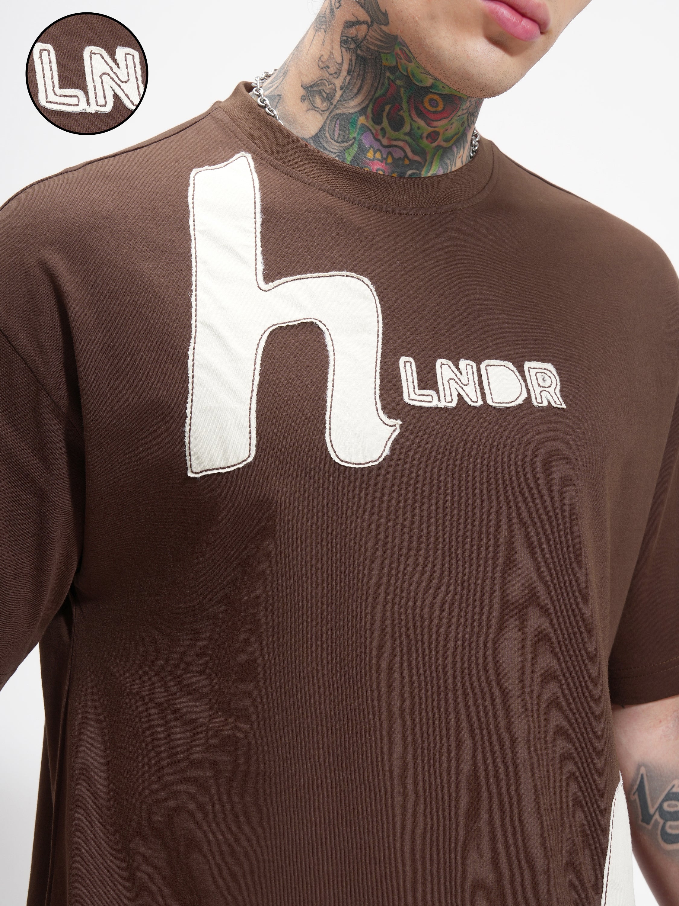 Highlander Men Brown Printed Round Neck Oversized Fit T-Shirt - Brown - Image 5