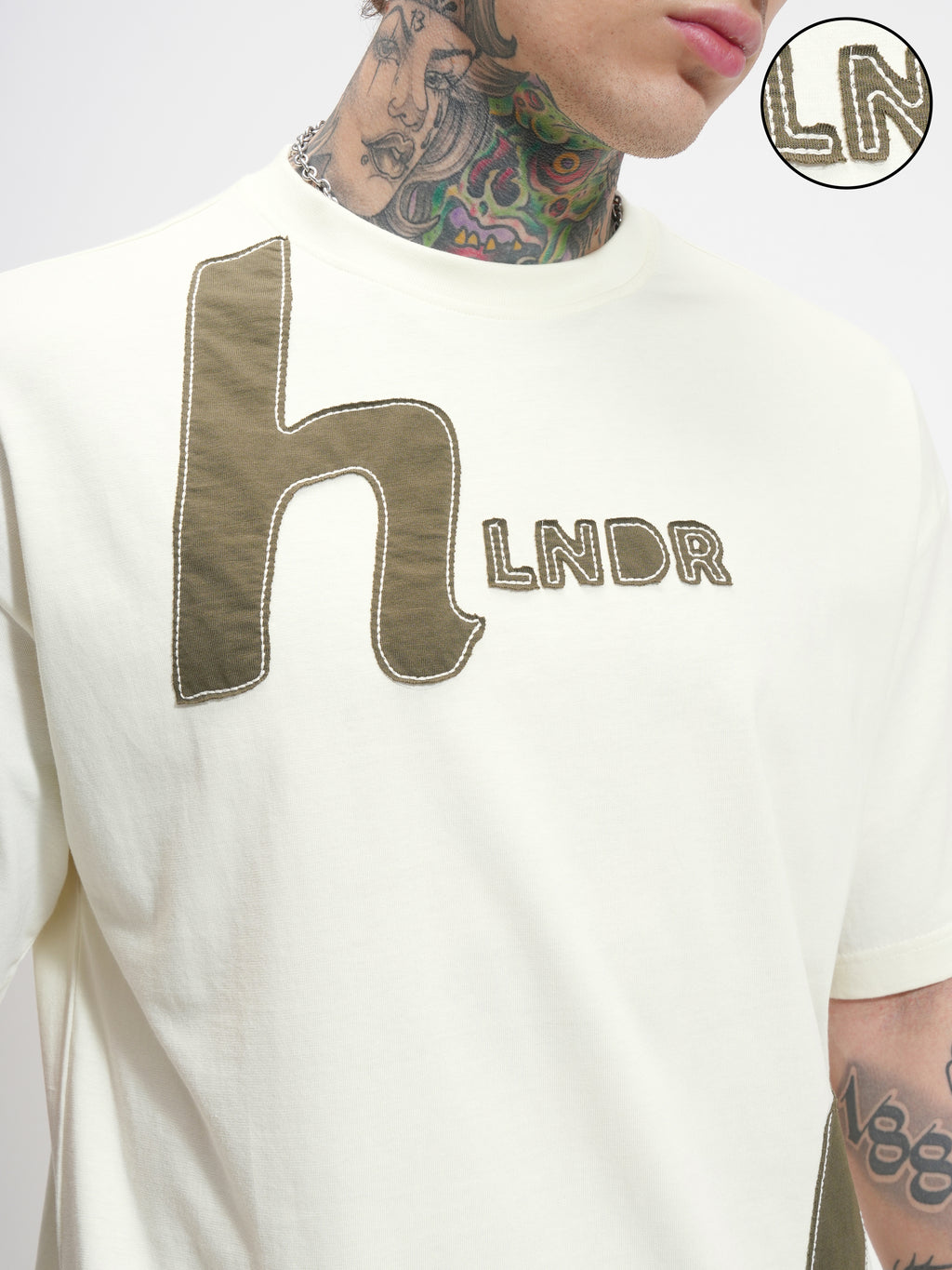 Highlander Men Cream Printed Round Neck Oversized Fit T-Shirt - Cream - Image 5