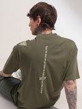 Highlander Men Olive Printed Round Neck Oversized Fit T-Shirt - Olive - Image 1