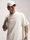 Highlander Men Off White Printed Round Neck Oversized Fit T-Shirt - Off White - Image 1