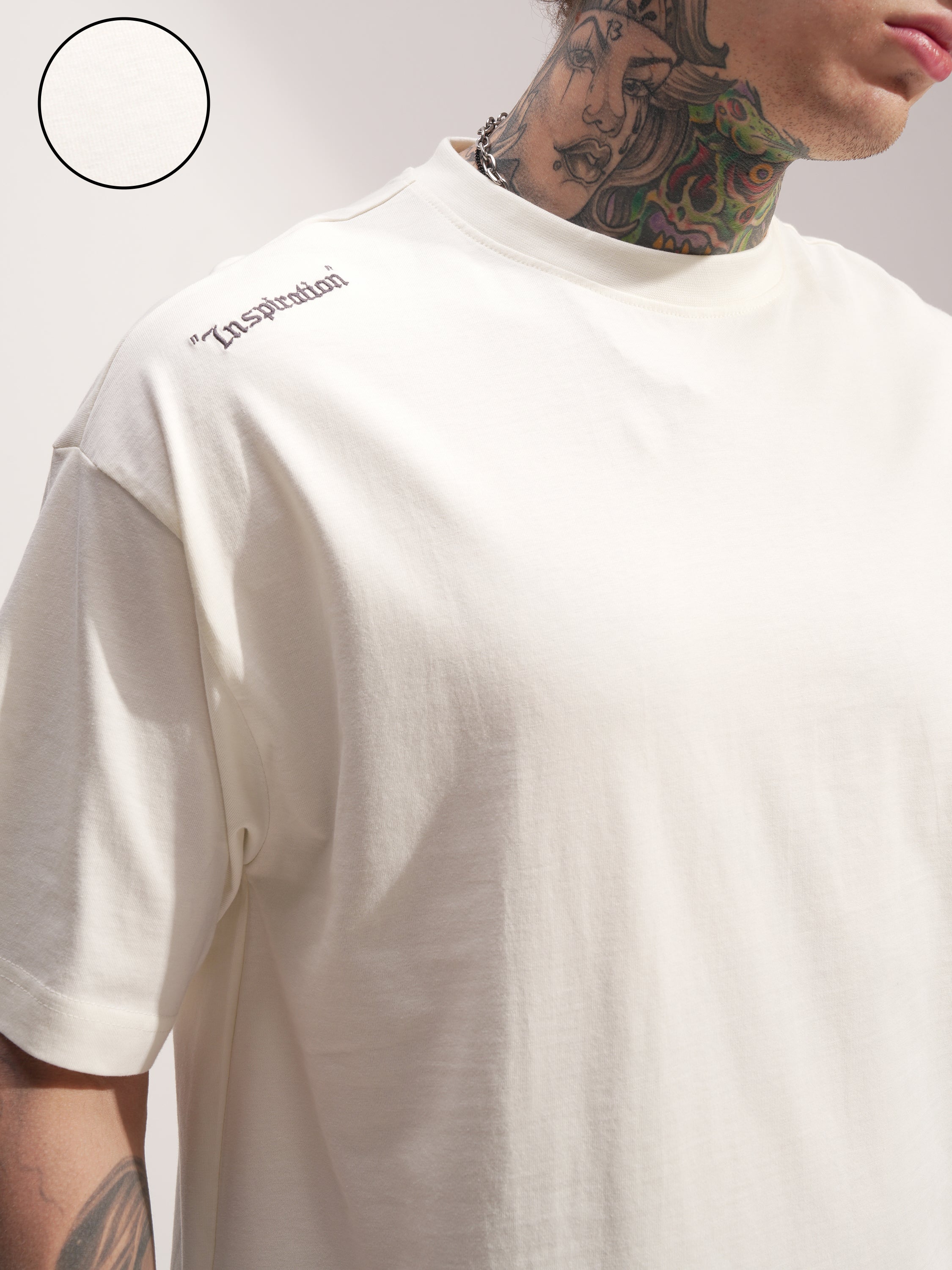 Highlander Men Off White Printed Round Neck Oversized Fit T-Shirt - Off White - Image 5
