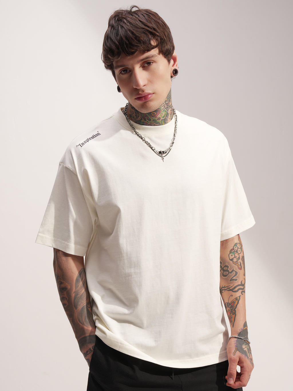 Highlander Men Off White Printed Round Neck Oversized Fit T-Shirt - Off White - Image 6