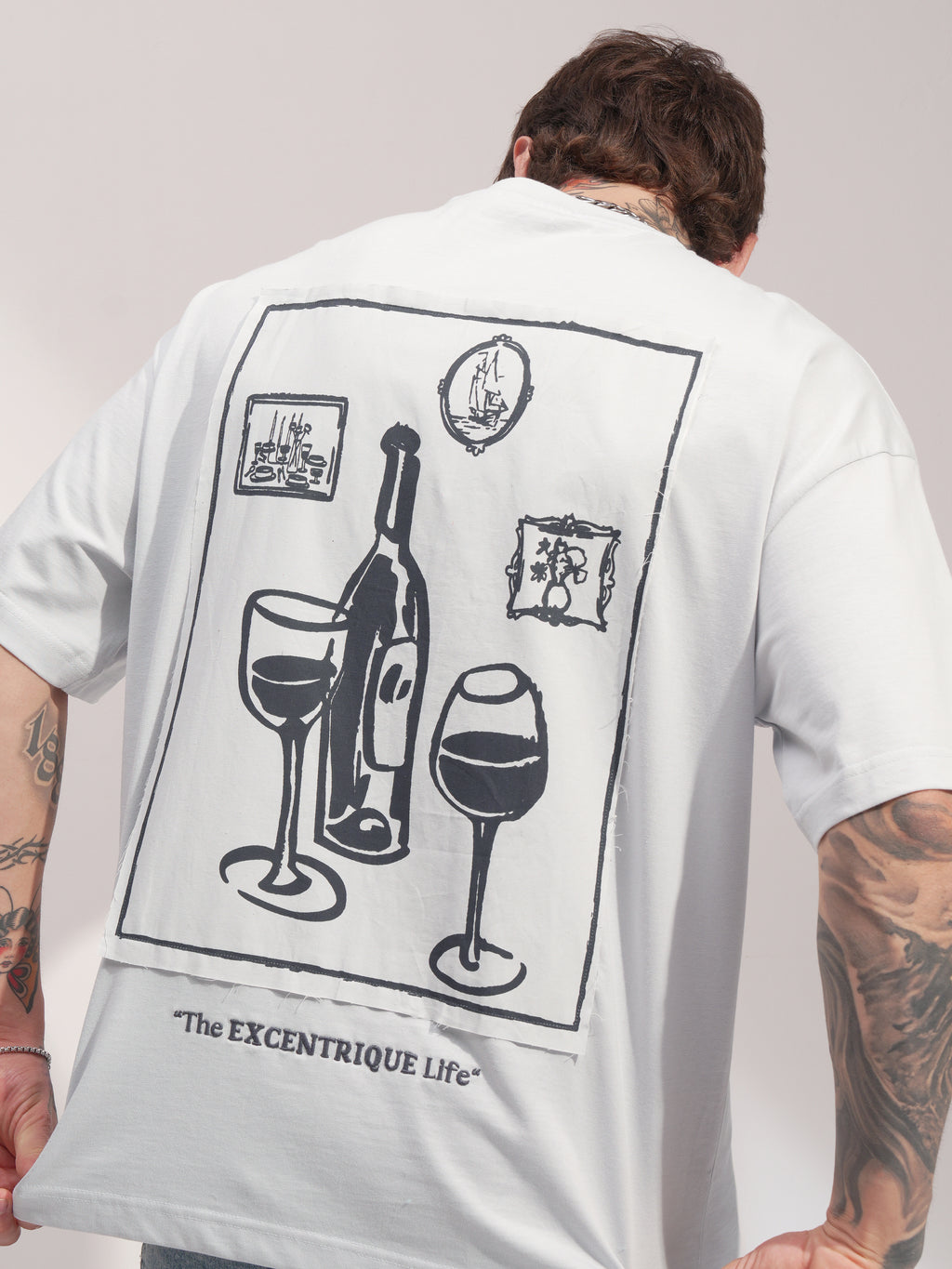 Highlander Men White Printed Round Neck Oversized Fit T-Shirt - White - Image 1