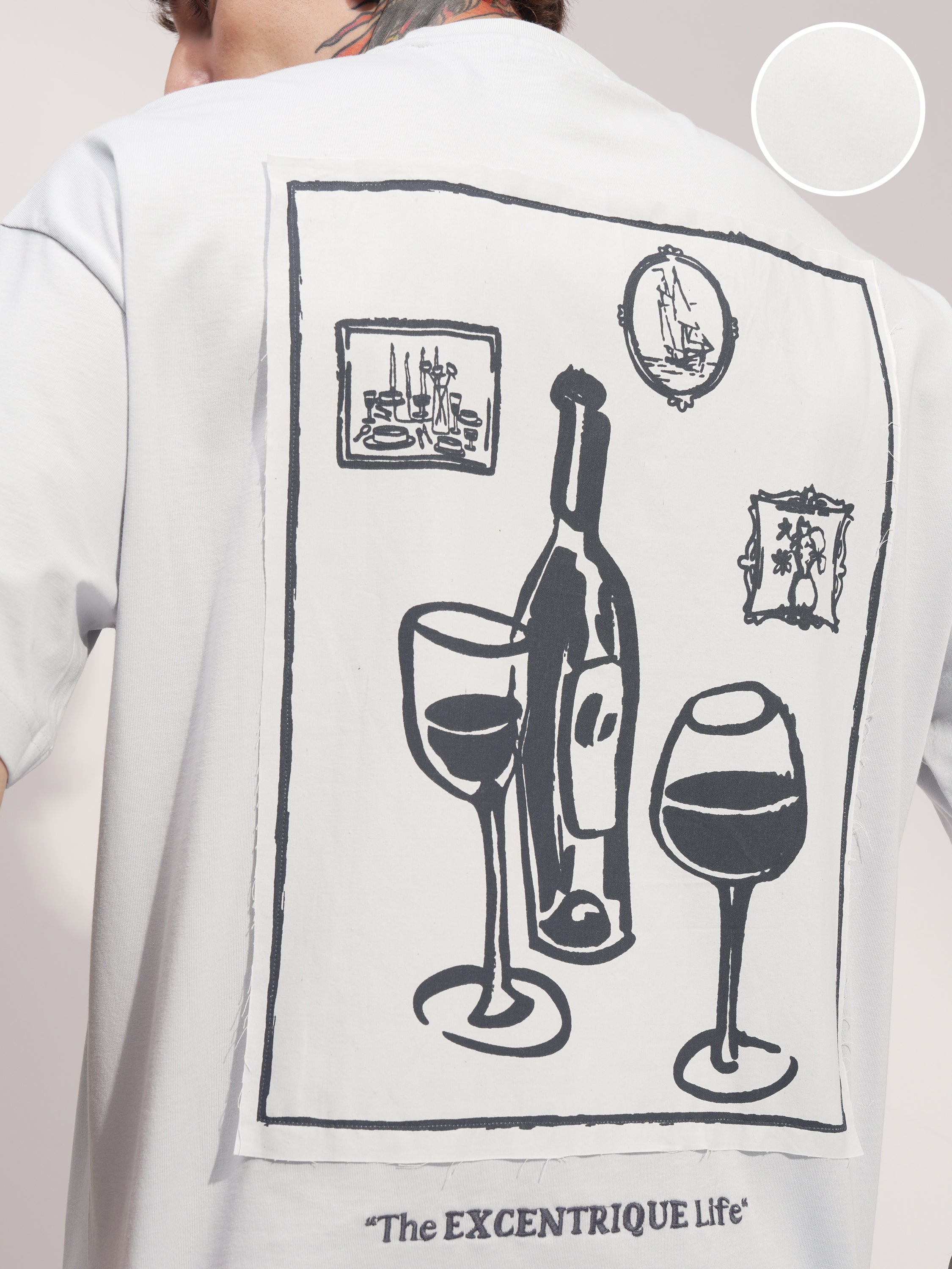 Highlander Men White Printed Round Neck Oversized Fit T-Shirt - White - Image 5