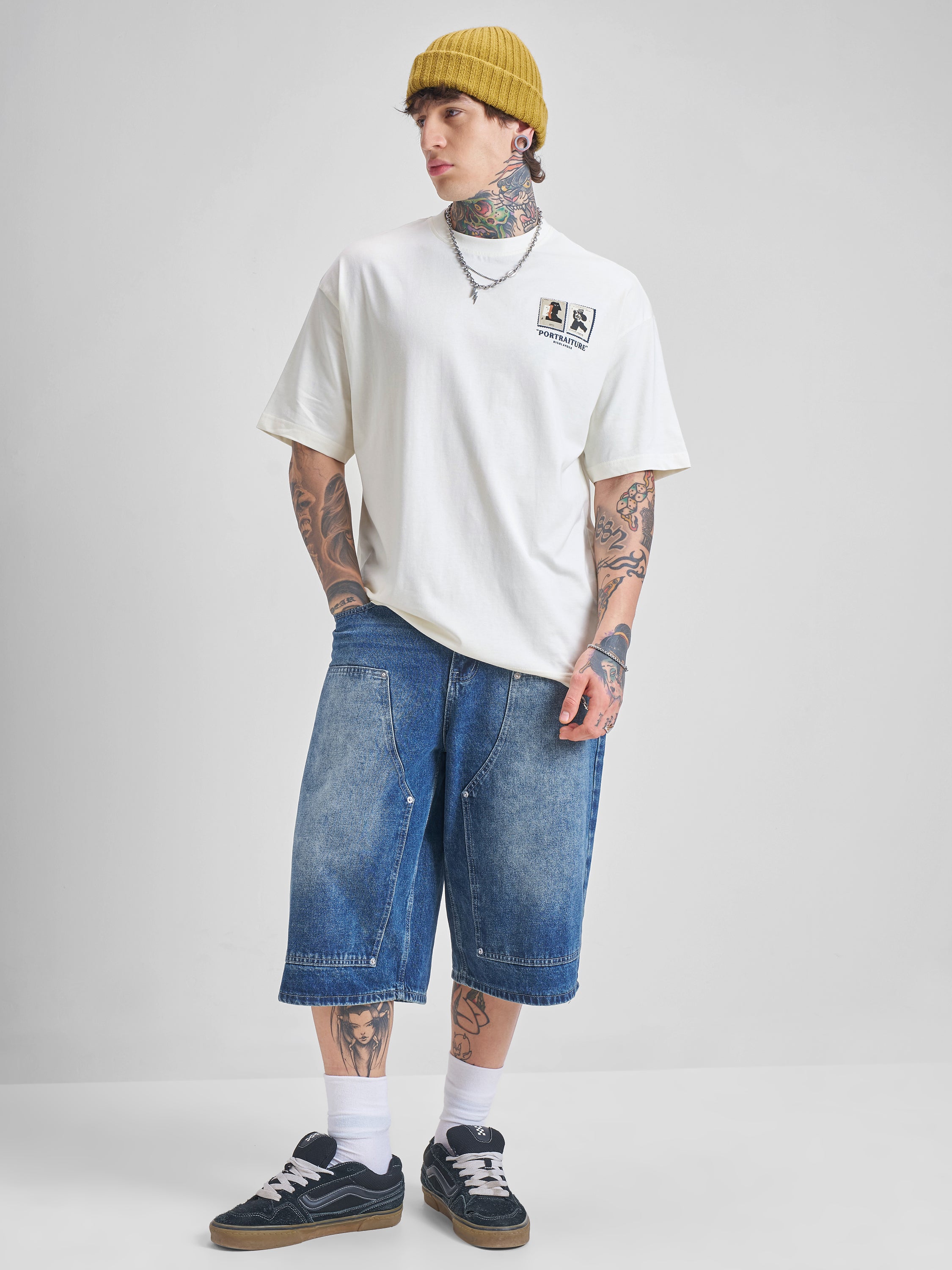 Highlander Men Off White Printed Round Neck Oversized Fit T-Shirt - Off White - Image 2