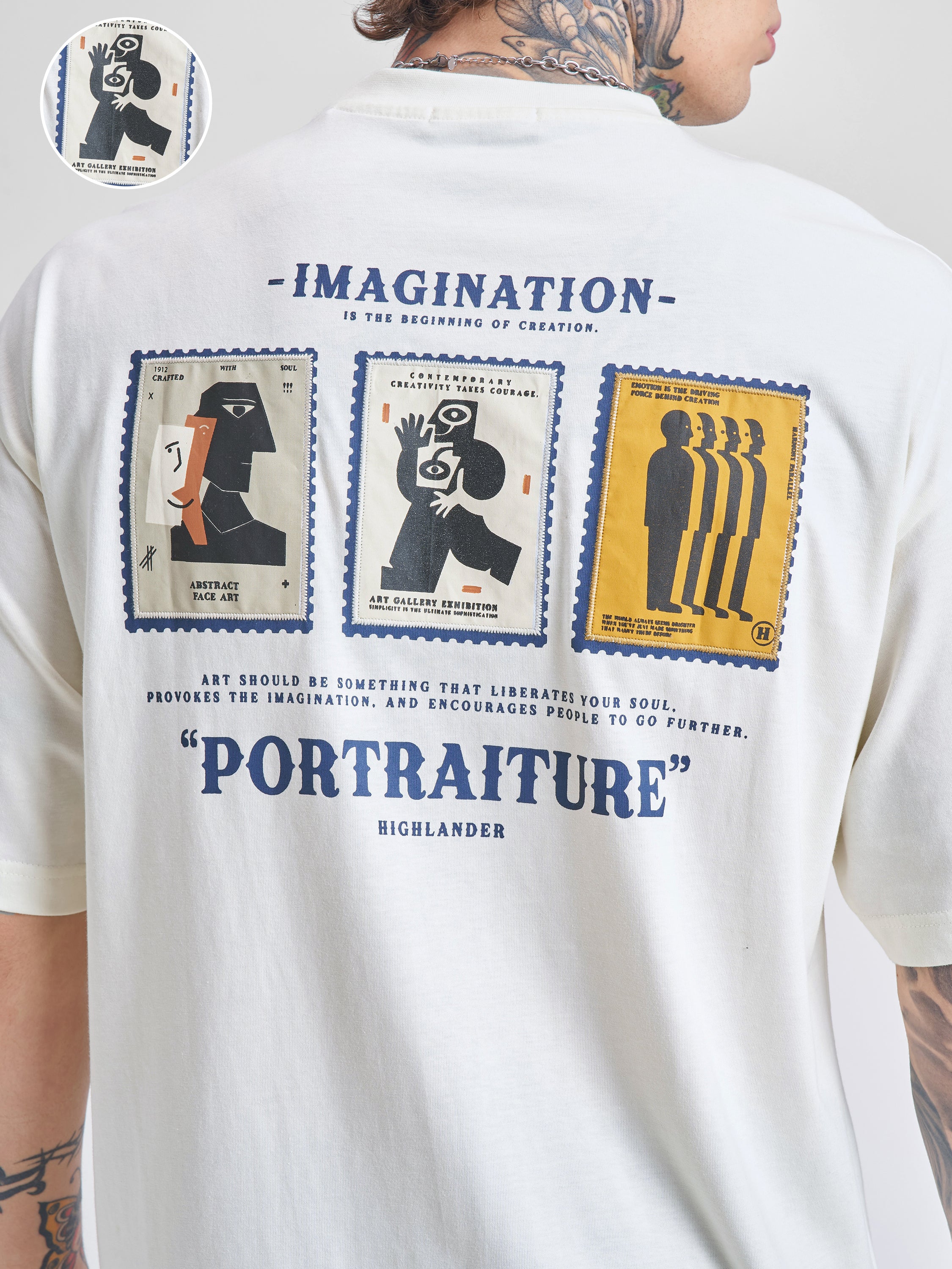 Highlander Men Off White Printed Round Neck Oversized Fit T-Shirt - Off White - Image 5