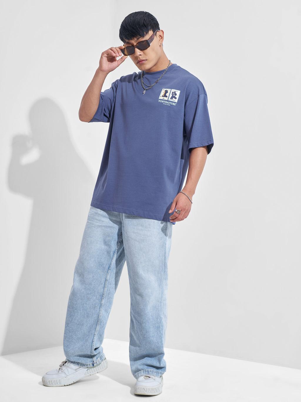 Highlander Men Blue Printed Round Neck Oversized Fit T-Shirt - Blue - Image 2
