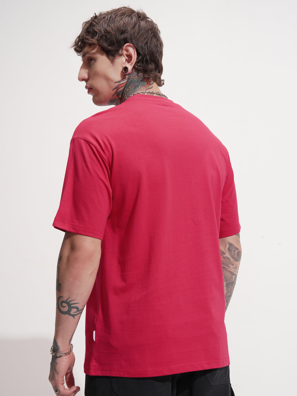 Highlander Men Red Self Design Round Neck T-Shirt - Red - Image 3