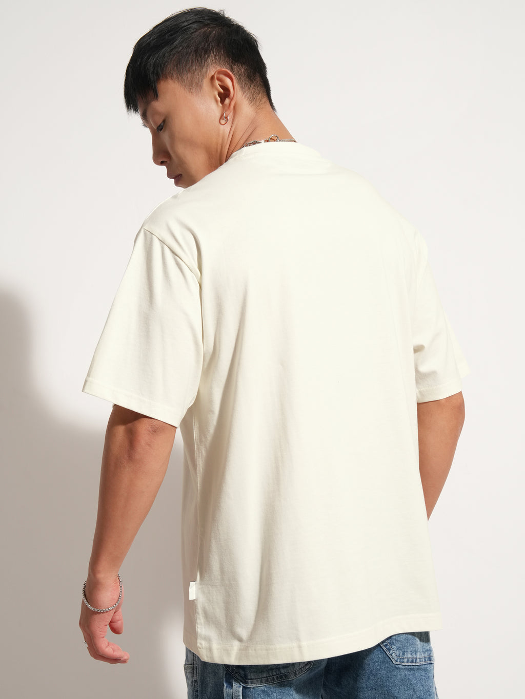 Highlander Men Off White Self Design Round Neck T-Shirt - Off White - Image 3
