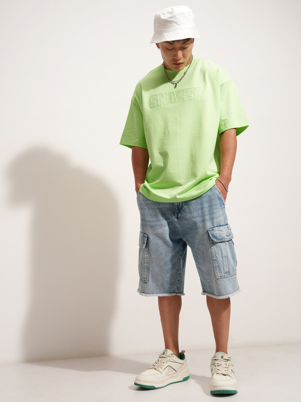Highlander Men Green Self Design Round Neck Oversized Fit T-Shirt - Green - Image 2