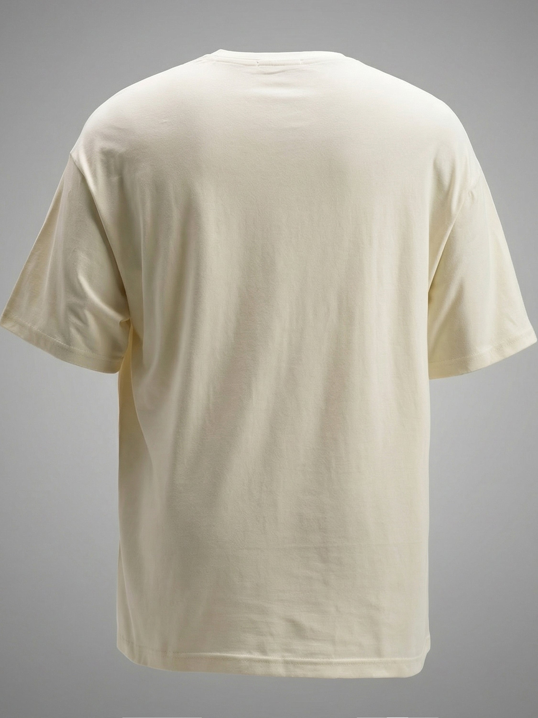 Highlander Men Cream Embroidered Round Neck Oversized Fit T-Shirt - Cream - Image 2