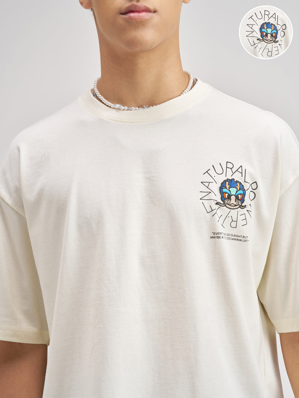 Highlander Men Off White Printed Round Neck Oversized Fit T-Shirt - Off White - Image 5