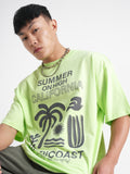 Highlander Men Green Printed Round Neck Oversized Fit T-Shirt - Green - Image 1