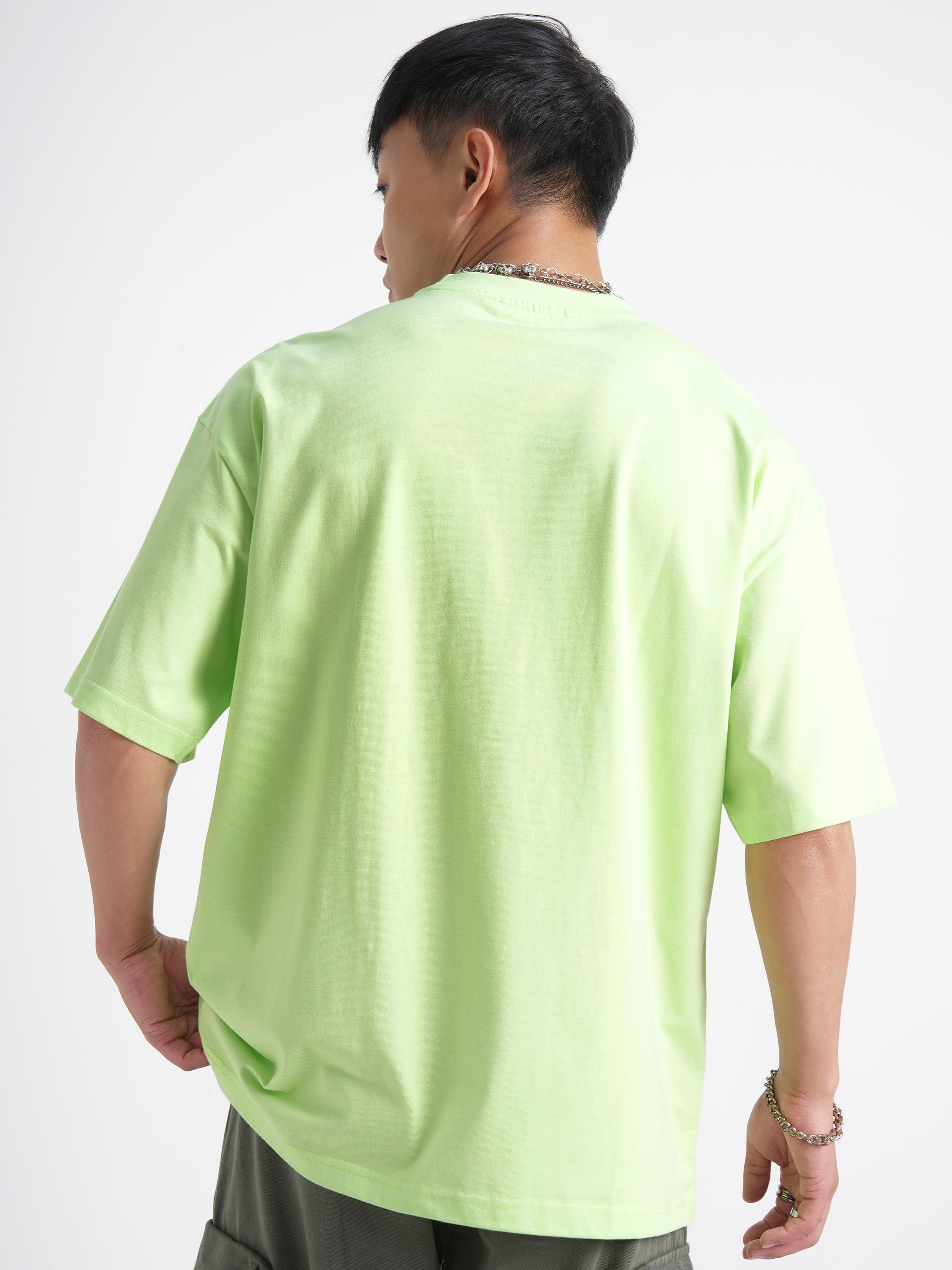Highlander Men Green Printed Round Neck Oversized Fit T-Shirt - Green - Image 3