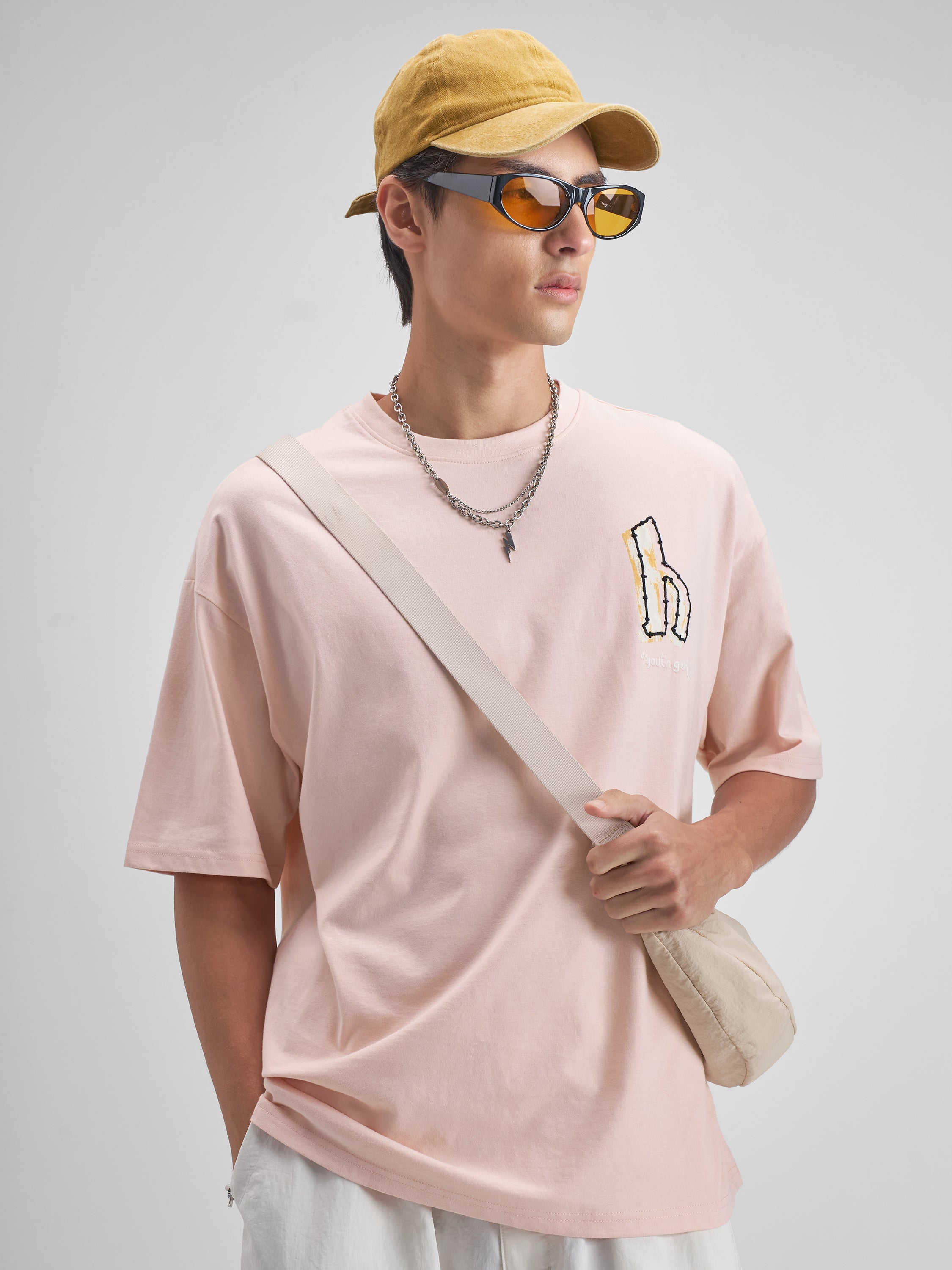 Highlander Men Pink Embroidered Round Neck T-Shirt - Pink - Image 3