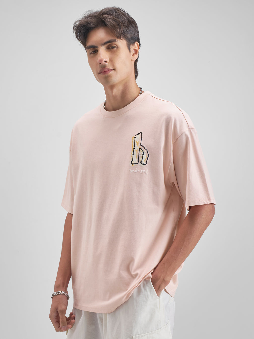 Highlander Men Pink Embroidered Round Neck T-Shirt - Pink - Image 4