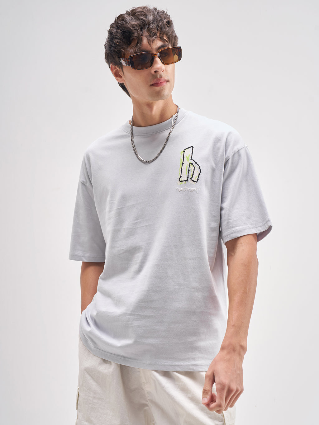 Highlander Men Grey Embroidered Round Neck Embroidered T-Shirt - Grey - Image 3