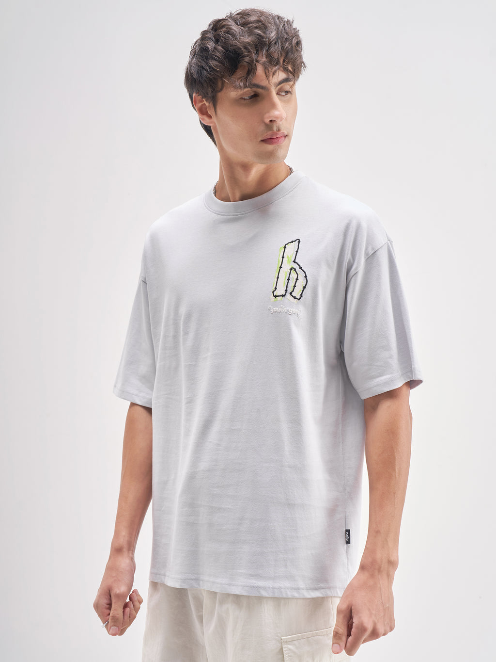 Highlander Men Grey Embroidered Round Neck Embroidered T-Shirt - Grey - Image 4