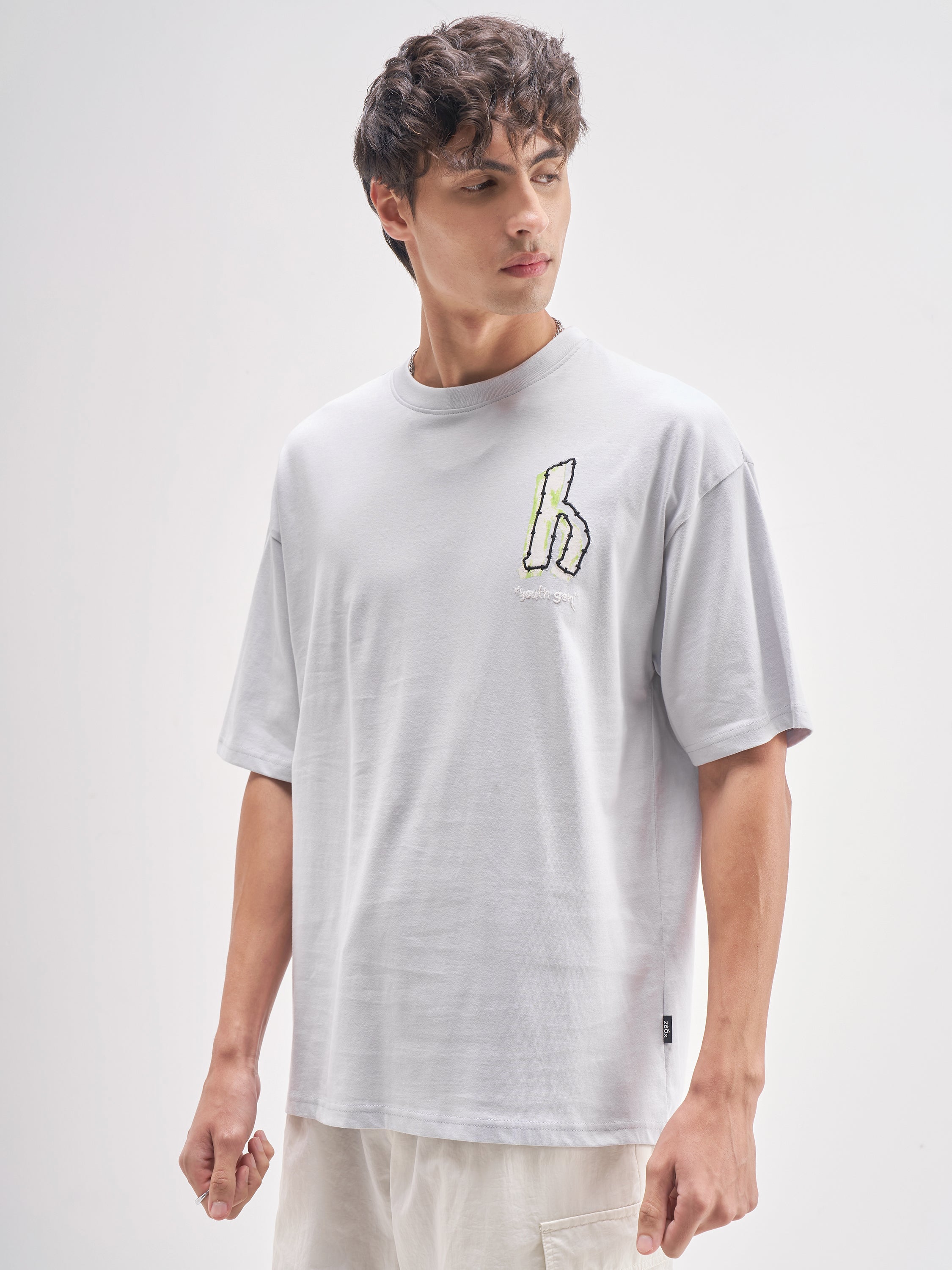 Highlander Men Grey Embroidered Round Neck Embroidered T-Shirt - Grey - Image 4