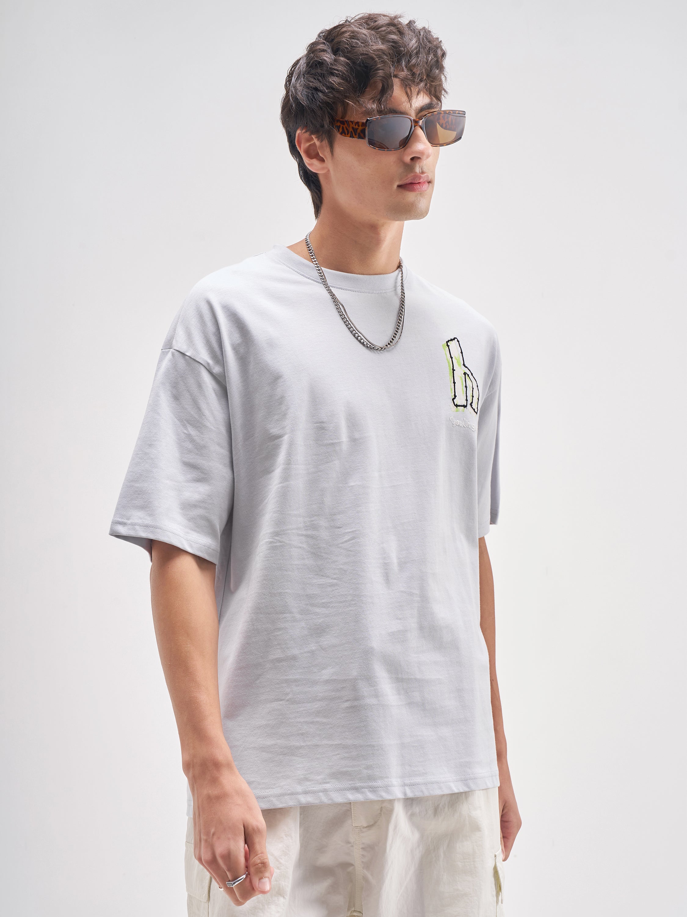Highlander Men Grey Embroidered Round Neck Embroidered T-Shirt - Grey - Image 6