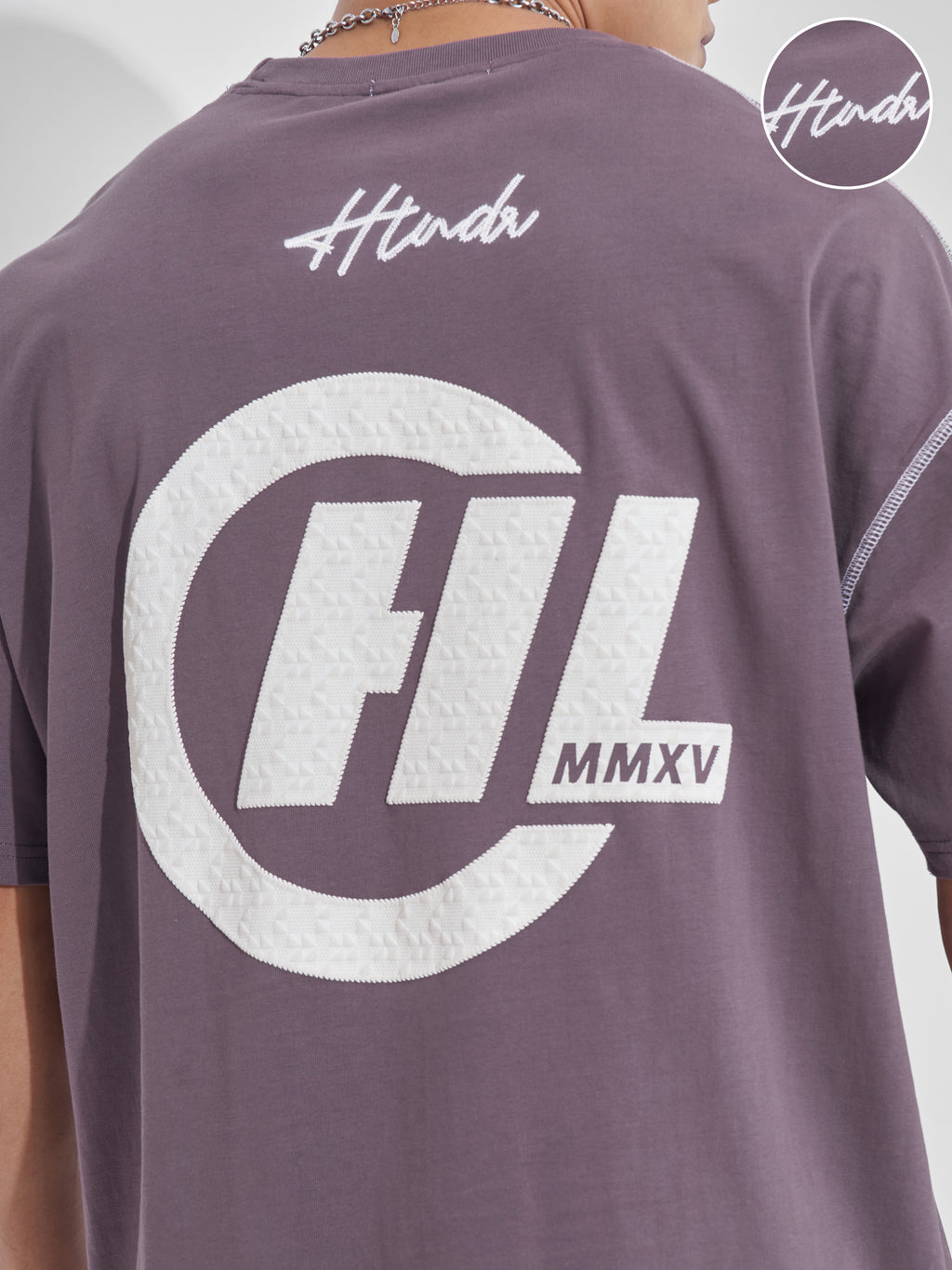 Highlander Men Lavender Printed Round Neck Oversized Fit T-Shirt - Lavender - Image 5