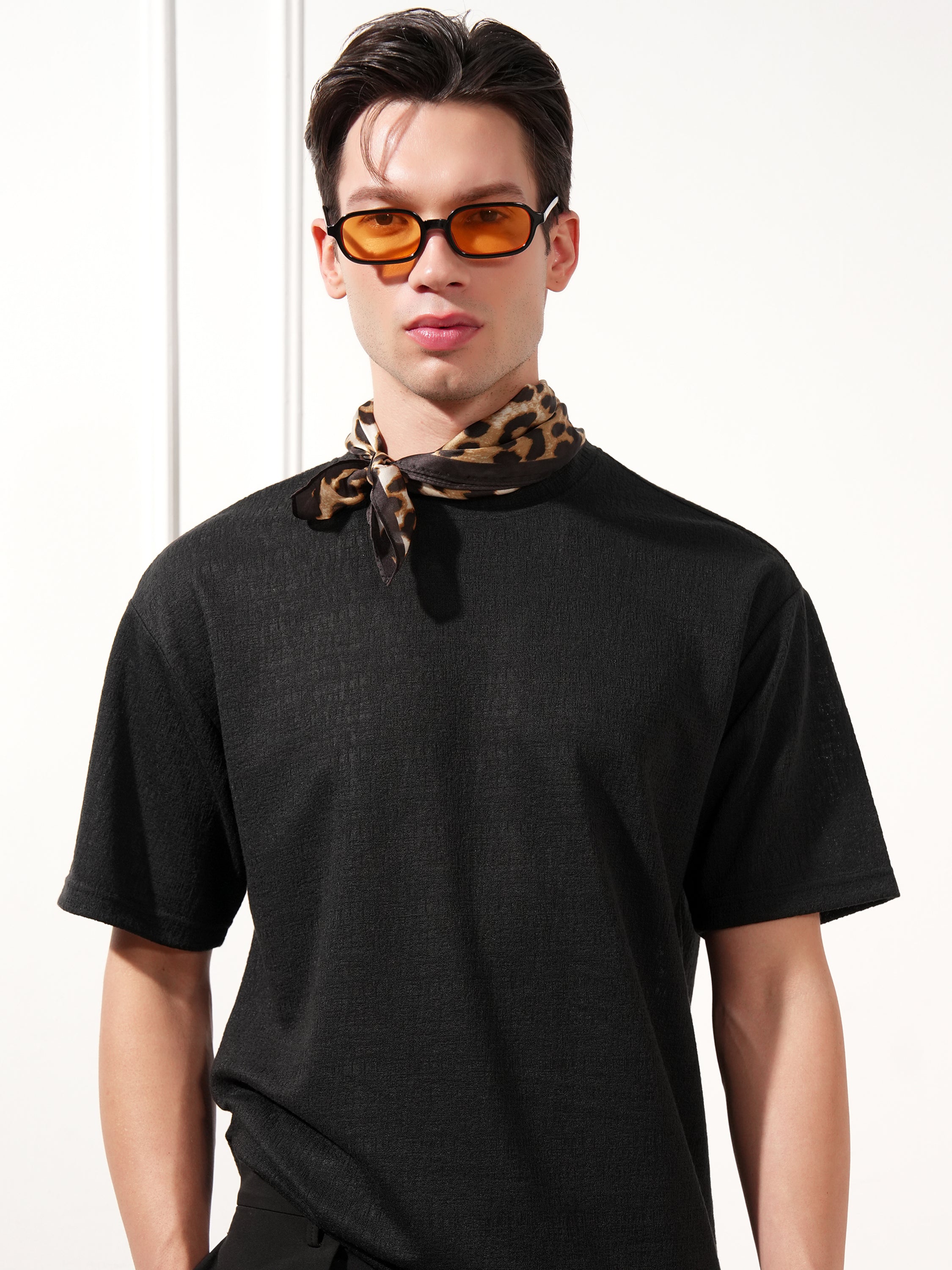 Highlander Men Black Solid Round Neck T-Shirt - Black - Image 1