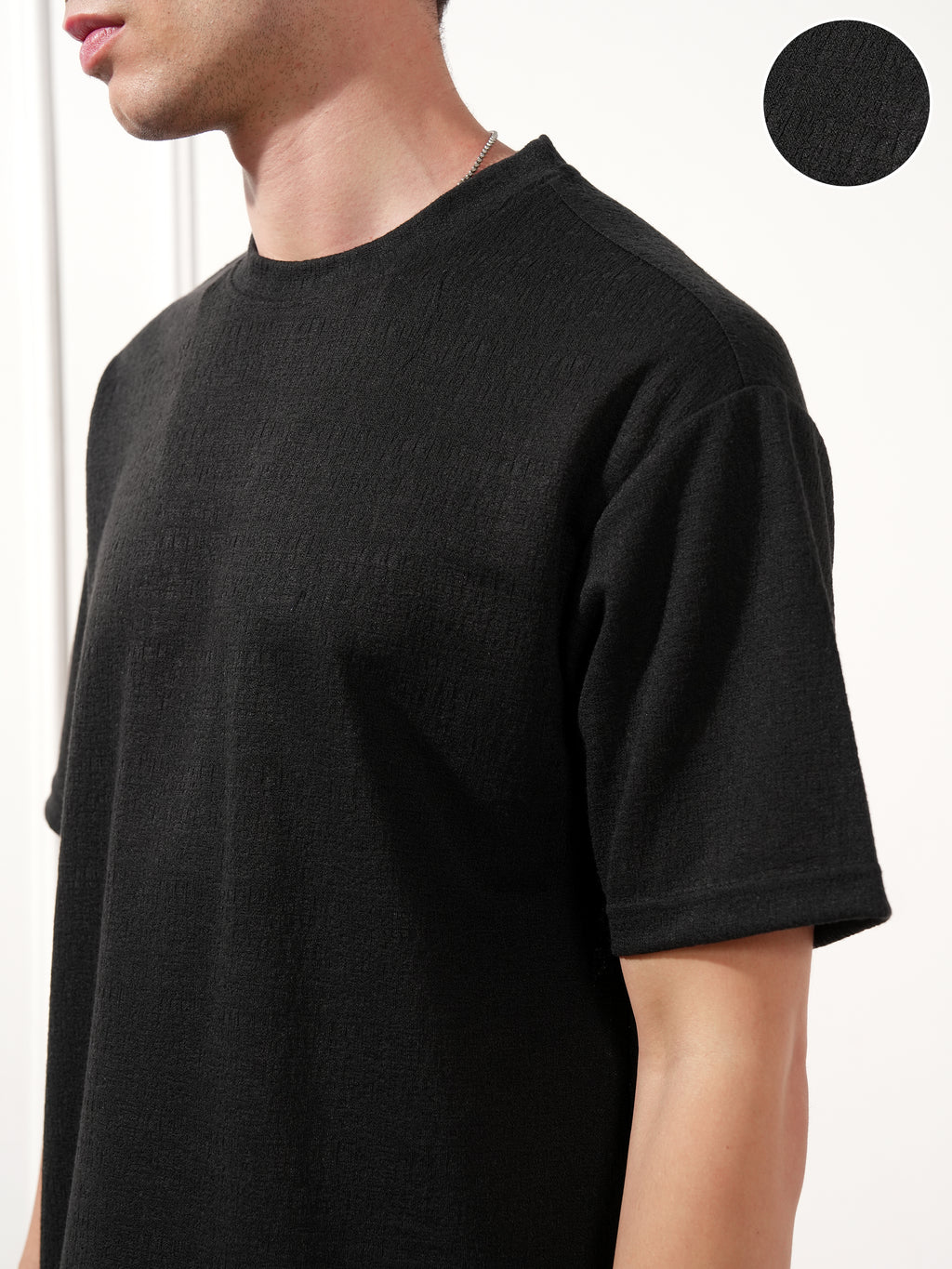 Highlander Men Black Solid Round Neck T-Shirt - Black - Image 5