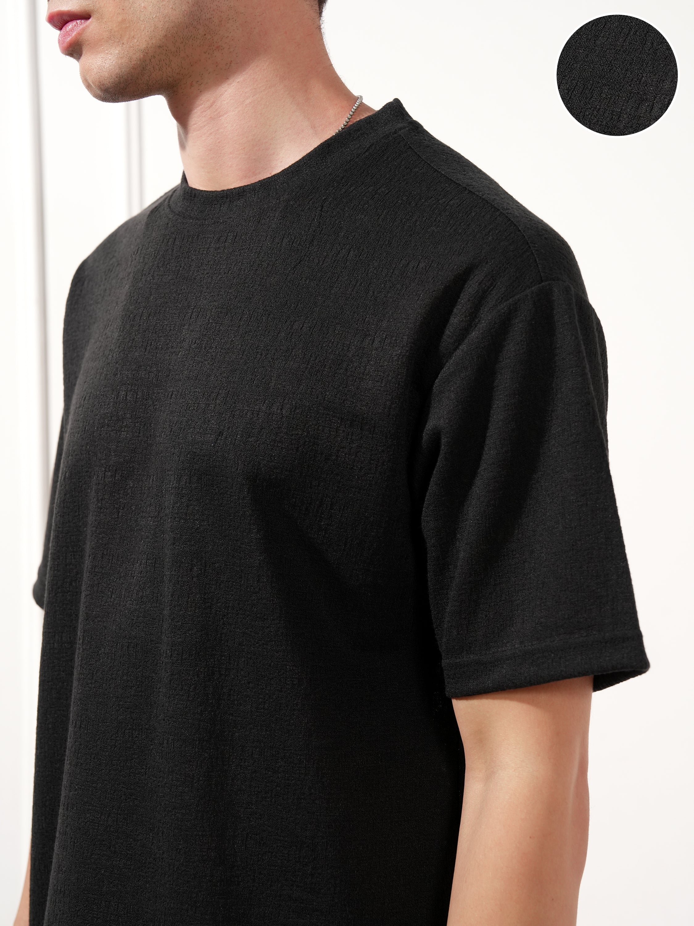 Highlander Men Black Solid Round Neck T-Shirt - Black - Image 5