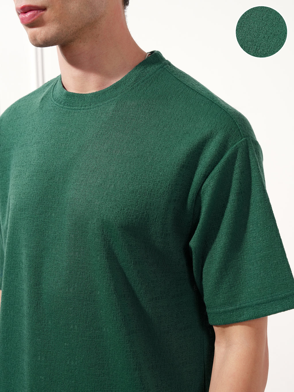 Highlander Men Teal Solid Round Neck T-Shirt - Teal - Image 5