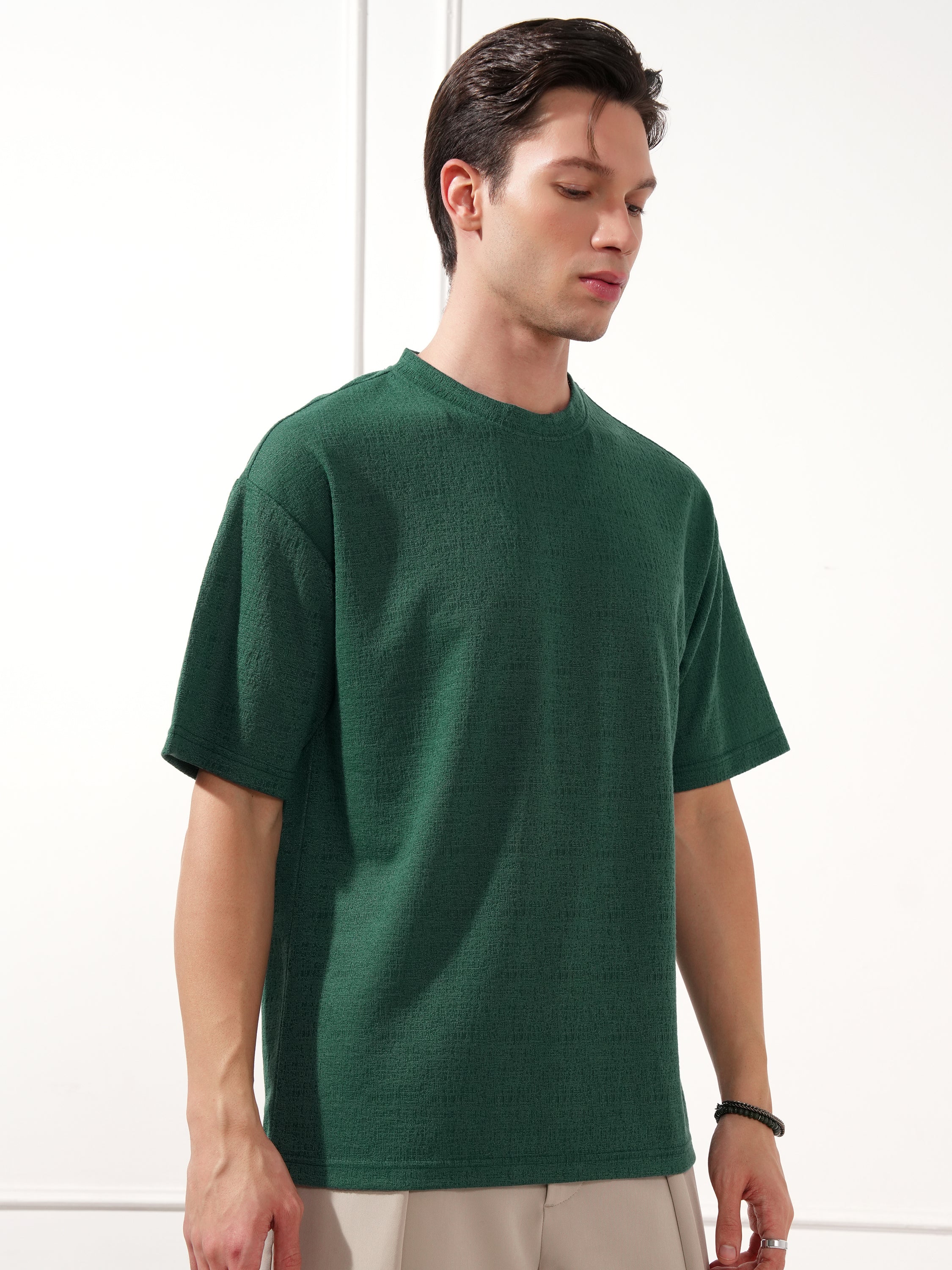 Highlander Men Teal Solid Round Neck T-Shirt - Teal - Image 6