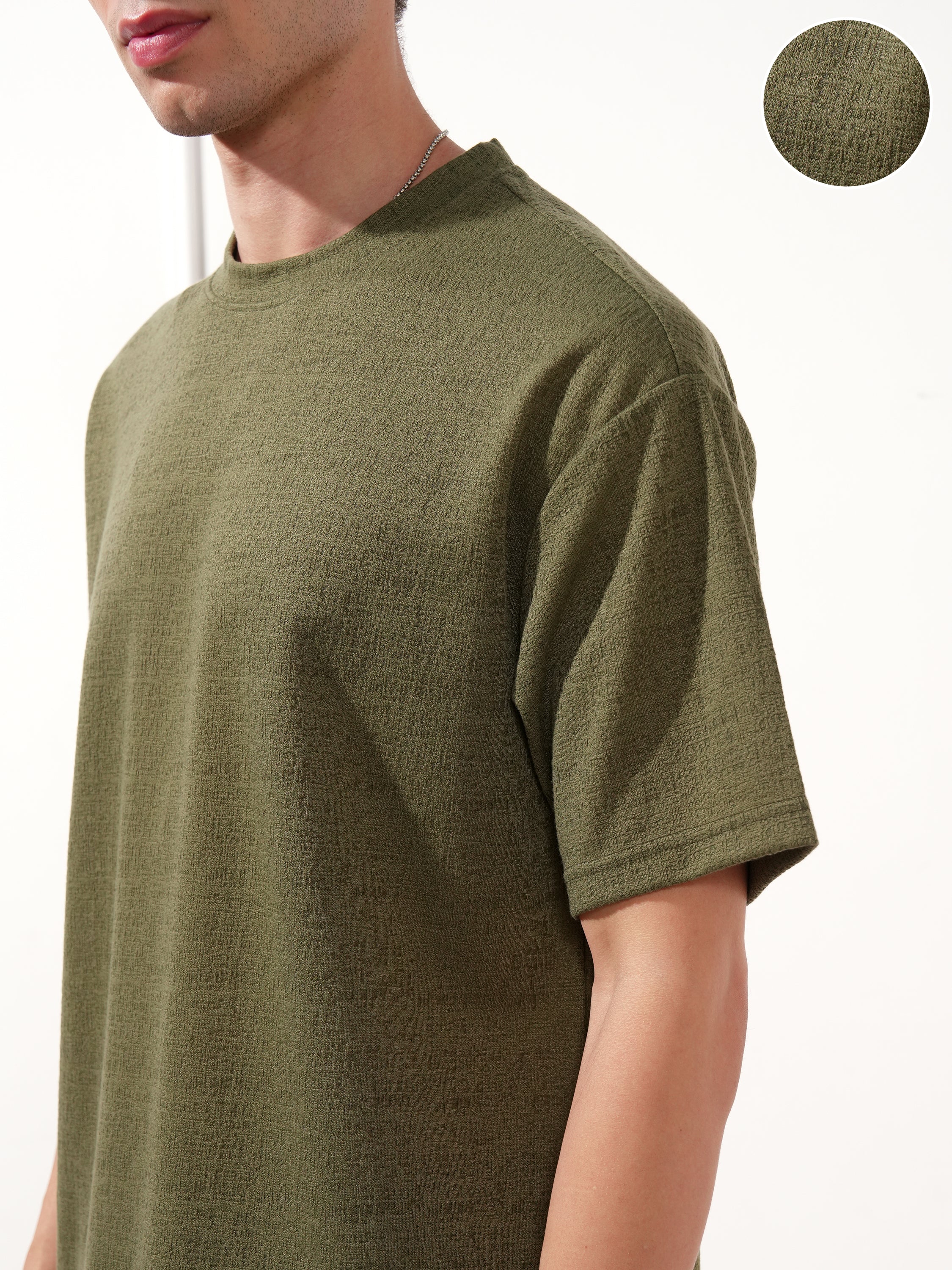 Highlander Men Olive Solid Round Neck T-Shirt - Olive - Image 5