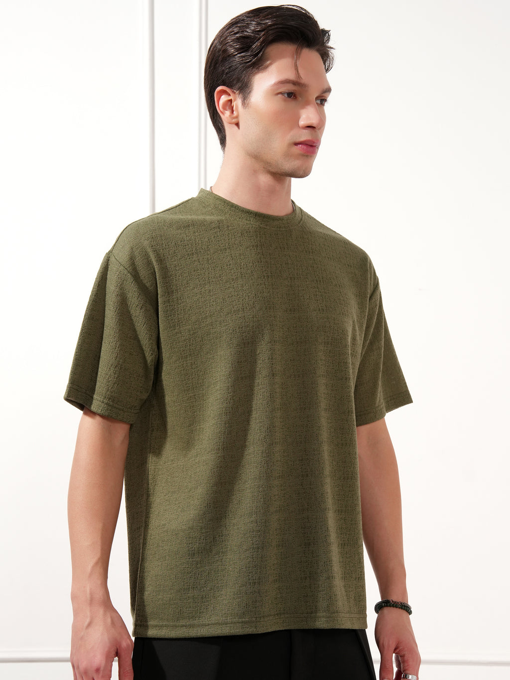 Highlander Men Olive Solid Round Neck T-Shirt - Olive - Image 6